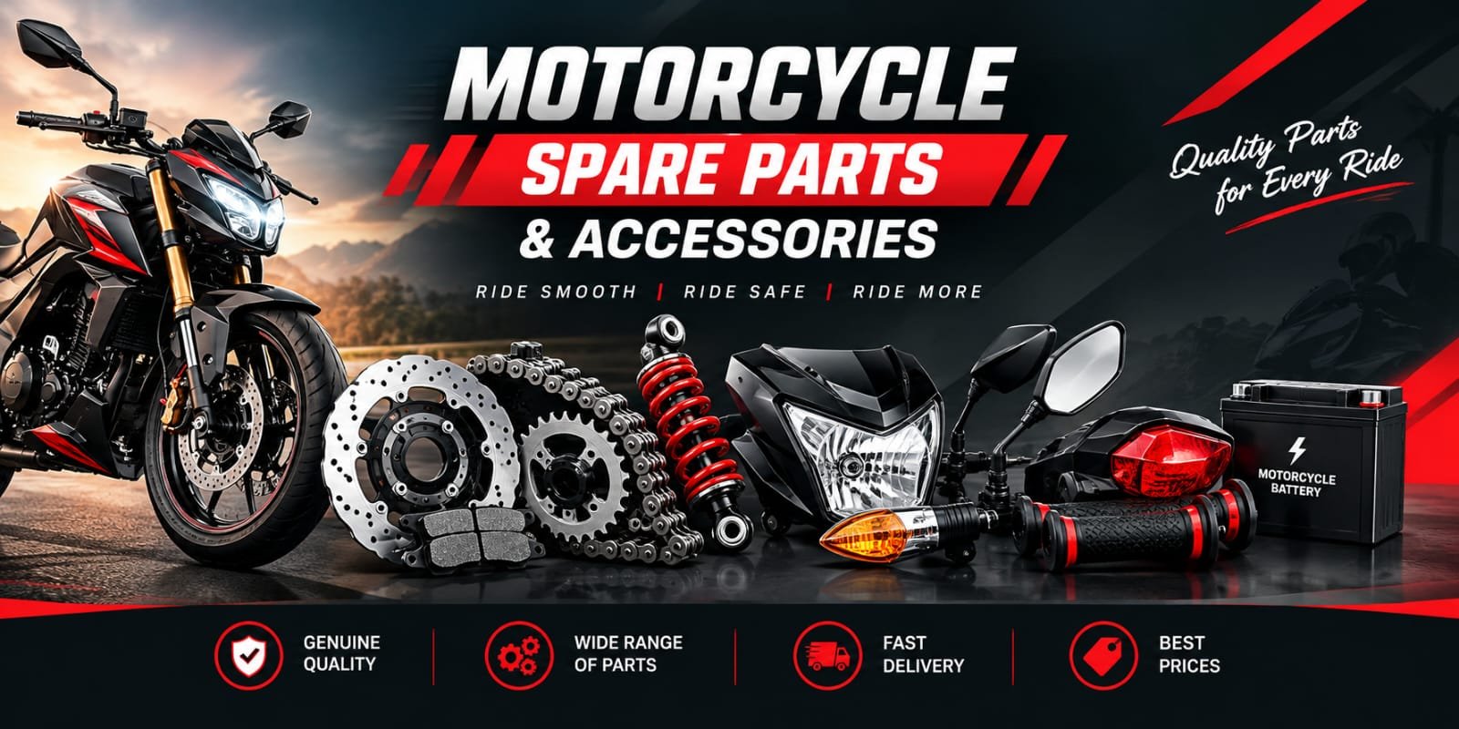 MOTERCYCLE SPARE PARTS AND ACCESSORIESS